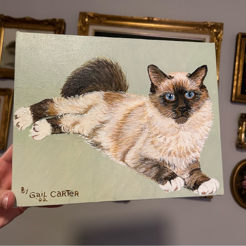 Hand-Painted Cat Portrait on Canvas